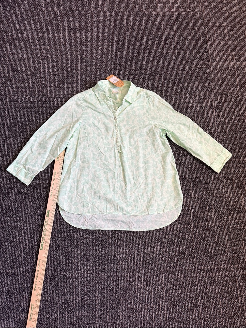 Lands' End Canvas Button Down Light Green Floral Shirt Size 10 NWT